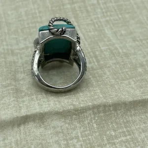 Western Boho Faux Turquoise Ring Size 8‎ Silver Tone Southwest Nautical Festival thumbnail 4