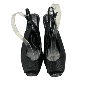 Comfortview Women’s Slingback Heels Open Toe Black Snake Embossed Size 9.5 WIDE thumbnail 2
