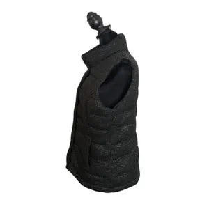 Charter Club Black Metallic Gold‎ Tweed Puffer Vest Quilted Jacket Size S thumbnail 5