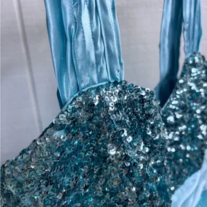 Deb Sequined Prom Dress Blue Size 14 thumbnail 3
