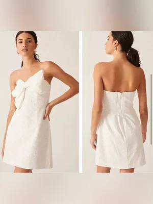 Hutch Strapless White Bow-Front Lace Mini Dress thumbnail 7