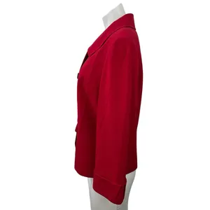 Tahari Women's Red Long Sleeve Button Down Collared Blazer Coat Jacket Size M thumbnail 2