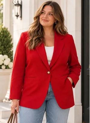 Savannah Blazer Womens 12 Red Pure Wool Single Button Vtg USA Made Holiday Suit thumbnail 1