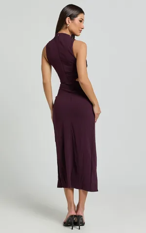 New Showpo Midi Dress Front Twist Cut Out Thigh Split Dress Size XS MSRP $99 thumbnail 5