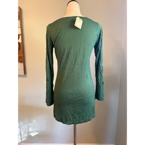 Earthbound Green Mandala shirtTop Keyhole Long Sleeve Boho M whimsigoth festival thumbnail 3