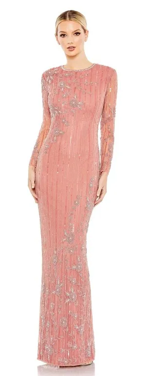 Mac Duggal Embellished‎ High Neck Illusion Long Sleeve Gown 11136 NWT 12 thumbnail 1