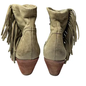 Sam Edelman Louie Olive Leather Fringe Western Ankle Boots Women's 10 thumbnail 3