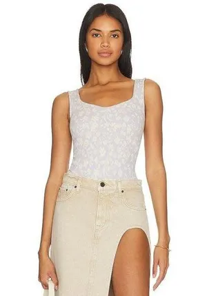 NWT Free People X Intimately FP Clean Lines Printed Bodysuit Sleeveless ribbed t thumbnail 1