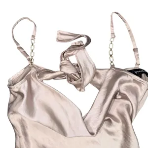Speechless Satin Mini Dress Womens XXS Champagne Rhinestone Strap Open Back thumbnail 5