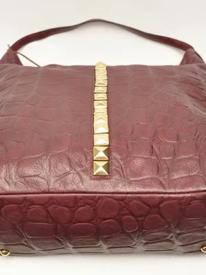 Dimoni Spain COCO Croco Leather Tote Shoulder Bag Handbag Hobo ~Bordeaux thumbnail 3