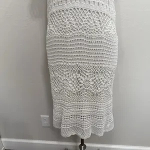 Vtg Y2K Fever M Medium Dress Crochet Open‎ Knit Sheer Lined Romantic Beachy Boho thumbnail 5