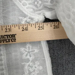 POL White Embroidered Eyelet Lace Button Front Blouse Boho Romantic Cottagecore thumbnail 7
