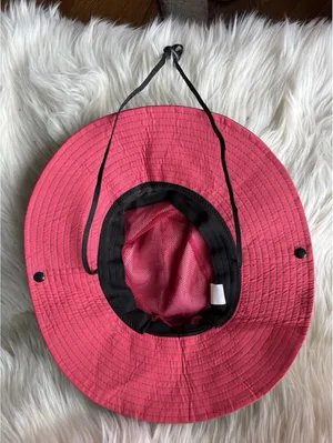 Sun Shade Wide Brim Outdoor Hat - Red and Gray thumbnail 8