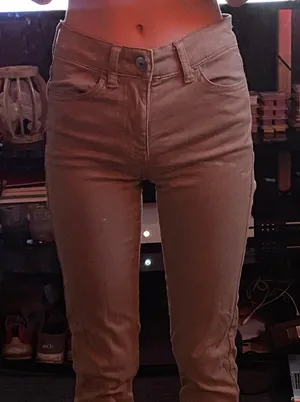 American Eagle tan high waisted skinny jeans thumbnail 1