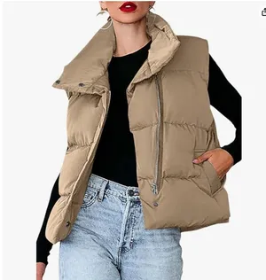 Beige Tan Puffer Vest Women's Size Large - Worn Once thumbnail 1