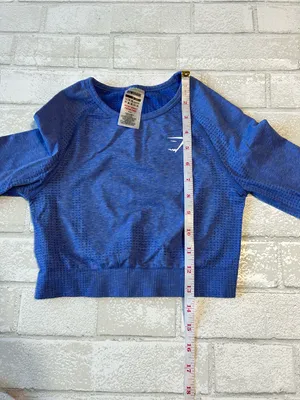Gym Shark Cropped Long-Sleeve Top - Blue size Small thumbnail 5