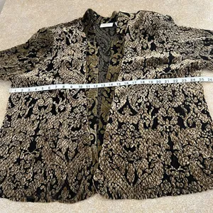 Chicos 3 Jacket Topper Womens XL Crinkle Velvet‎ Burnout Sheer Brown Whimsigoth thumbnail 3
