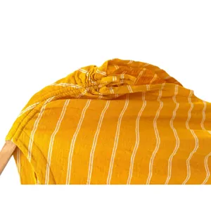 Marine Layer Womens Yellow White Striped Cotton Cinched Sleeve Blouse Top M thumbnail 4