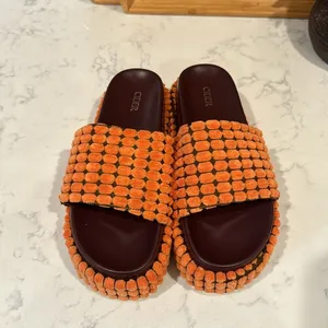 Cider faux leather fuzzy design sandal slipper platform festival summer size 10 thumbnail 5