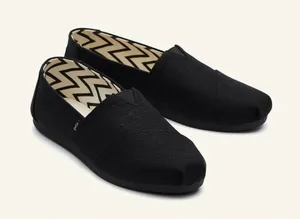 Toms Black Slip-On Canvas Shoes Size 5.5 Wide thumbnail 1