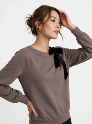AnyBody Sweater XS Brown Crewneck Pullover Cozy Fall Winter Minimal thumbnail 1