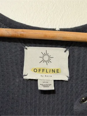 OFFLINE By Aerie Wow! Waffle Henley Long Sleeve Top size small gray thumbnail 3