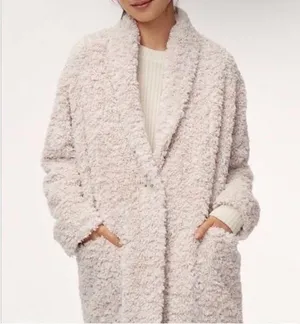 Aritzia Wilfred Free Grete Plush Jacket XS in Bone thumbnail 1