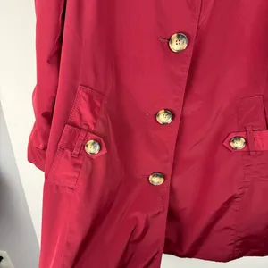 London Fog Red Button Front Trench Coat Jacket Sz Medium Plaid Flannel Lined thumbnail 10