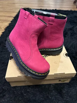 DR MARTENS Zebzag Rigger fuchsia leather boots booties shoes women’s 8 new thumbnail 8