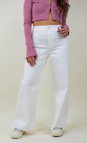 Grey Bandit MIOU MUSE White Wide Leg Denim Pants thumbnail 1