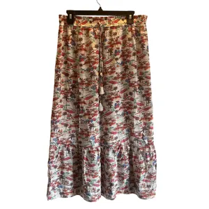 Nanette Lepore coastal Beachy maxi skirt Large boho vacation tropical thumbnail 2