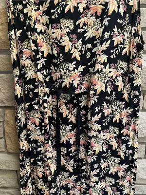 Vintage April Cornell Floral V-Neck Sleeveless Maxi Dress Black/Pink Medium thumbnail 8