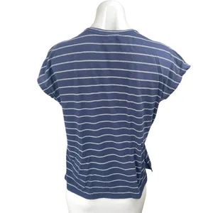 Banana Republic Women's Blue Striped Cap Sleeve Crew Neck Tee T-shirt Top Size S thumbnail 2