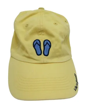 Vintage Y2K Life is Good Yellow Flip Flop Baseball Hat thumbnail 1