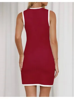 NEW ZESICA Sleeveless Elegant Crewneck Button Knit Mini Dress XL thumbnail 2