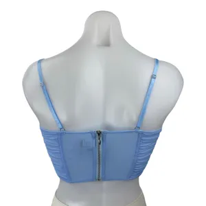 NEW Zesica Blue Sleeveless Ruched Bustier Corset Longline Cami Crop Top Size XS thumbnail 4