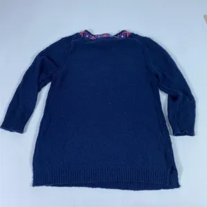 Tommy Bahama Sweater Dress‎ Womens Medium Navy Blue Embroidered Tunic Pullover thumbnail 7