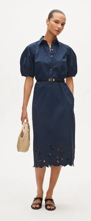 J.Crew Embroidered shirt-dress in cotton poplin thumbnail 1