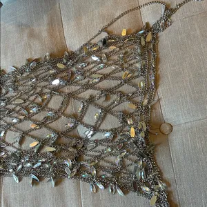 Non Signe Asymmetrical One Shoulder Tear Drop Chandelier Chain Dress thumbnail 6