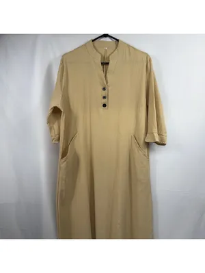 Women’s Beige Button Front Maxi Dress Size 2XL thumbnail 2