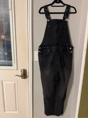 NWT PAIGE Black Washed Denim Overalls thumbnail 4