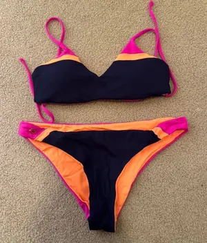 Maaji Pink Blue and Orange Bikini Set. Size small thumbnail 1