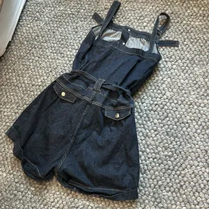 Non Signe Chunky Denim Tie Waist Romper Size M thumbnail 12