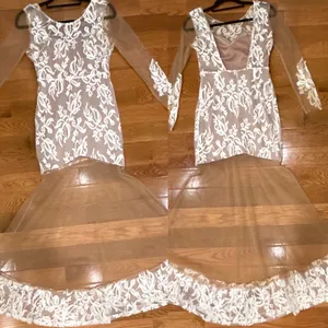 Love Triangle PURE GLAMOUR Nude&White Lace backless Formal maxi Dress-Size Small thumbnail 4