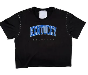 Kentucky Womens Gameday Couture Ky Wildcats black cropped top shirt sequin studs thumbnail 1