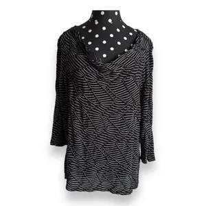 Dana Buchman Black White Geometric Cowl Neck Top Small Stretch Blouse‎ thumbnail 4