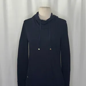 LILLY PULITZER Hillary Pullover True Navy Cowl Neck Sweatshirt Pocket Small thumbnail 3