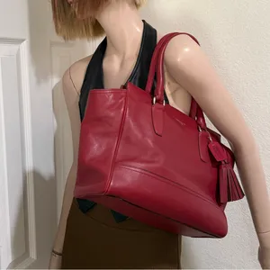 COACH 19890 Dark Red Leather Legacy Medium Candace Carryall Tote Shoulder Bag thumbnail 6