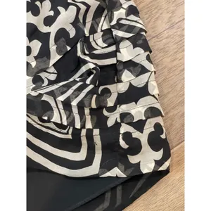 J.Crew Silk Chiffon Midi Skirt Size 8 Black Cream Boho Print Lined thumbnail 6