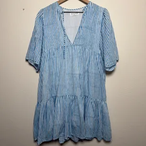 Emerson Fry India Collection Women‎ Isla Dress M/L Blue Stripe Organic Cotton thumbnail 2